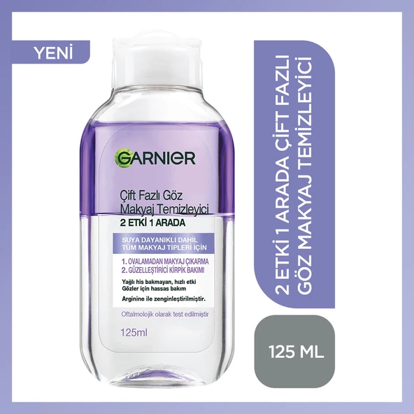 Garnier Çift Fazlı 2 Etki 1 Arada 125 ml Göz Makyaj Temizleme Suyu ürün görseli 1