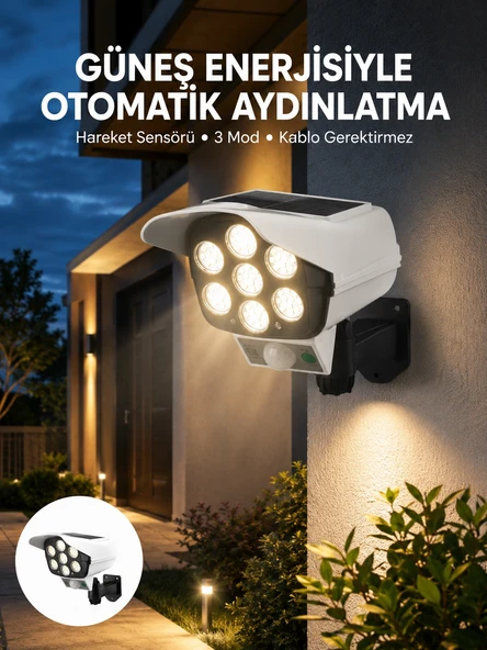 Uzaktan Kumandalı Güneş Enerjili LED Güvenlik Lambası Kamera Tipi Hareket Sensörlü Yeni Nesil ürün görseli 1