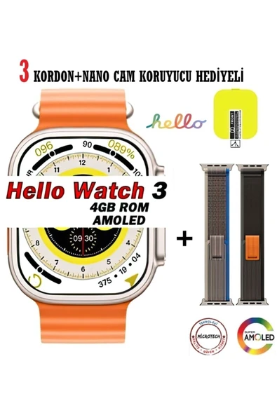 Turuncu Akıllı Saat, AMOLED Ekranlı, 4GB Hafızalı, Nabız ve Uyku Takibi Özellikli ürün görseli 1