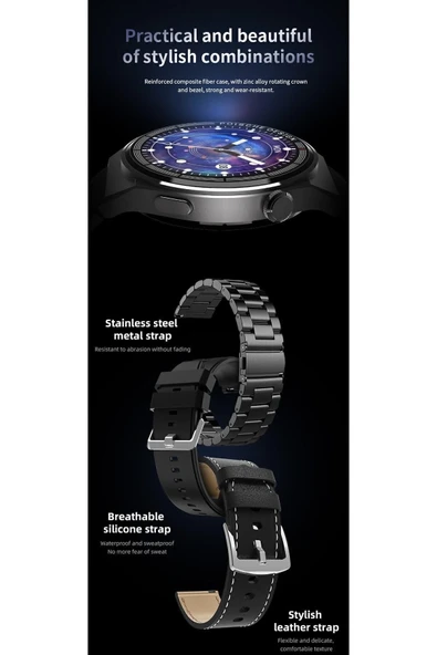 1.45" Yüksek Çözünürlüklü Ekranlı NFC Özellikli Akıllı Saat, Siyah Renk Seçeneği ürün görseli 1