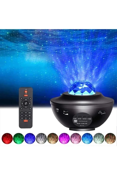 Yıldız ve Bulutsu Efekti Yansıtan Projektör ile Bluetooth Bağlantılı Parti ve Dekorasyon Lambası ürün görseli 1