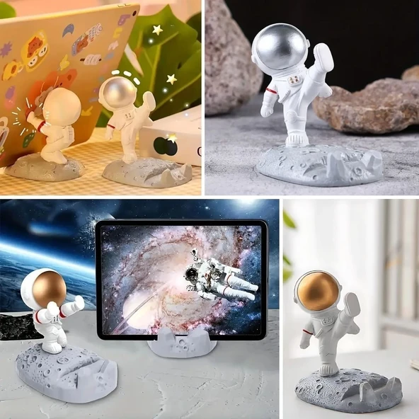 Mini Astronot Model Telefon ve Tablet Tutucu Standı - Resim 3
