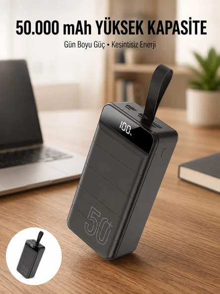 Hızlı Taşınabilir 50.000 Mah Powerbank Led Ekran Android ve İOS Uyumlu Yeni Nesil ürün görseli 1