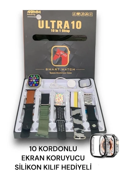49 mm Ekranlı 10 Fonksiyonlu Akıllı Saat, Nabız ve Uyku Takibi Özellikli, Siyah Kordonlu ürün görseli 1