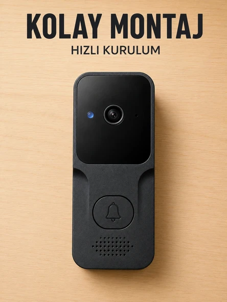 Akıllı Görüntülü Kapı Zili HD Kamera, Hareket Bildirimi ve Kablosuz Kurulum ürün görseli 1