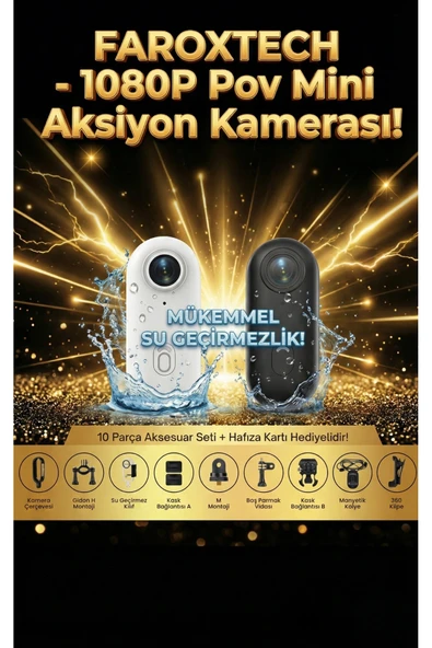Aksiyon Kamerası - Renk: Siyah, Çözünürlük: 1920 x 1080, Özellik: Su Geçirmez, Su Geçirmezlik: 20 m ürün görseli 1