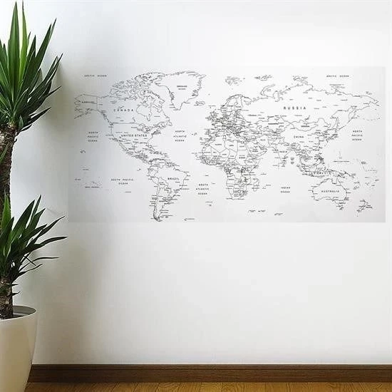 Yazılabilir Dünya Haritası Manyetik Duvar Stickerı 110 x 56 cm ürün görseli 1