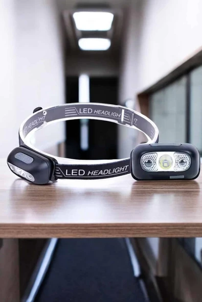 Kafa Lambası Kamp Lambası Led Işık Şarjlı Ayarlanabilir - Resim 3