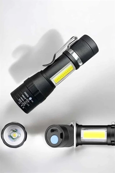El Feneri Led USB Şarjlı Zoom Mini Led Işık Acil Durum Feneri ürün görseli 1