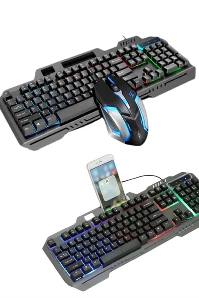 RGB Işıklı Gaming Oyuncu Klavye Q Klavye Mouse Hediyeli ürün görseli 1