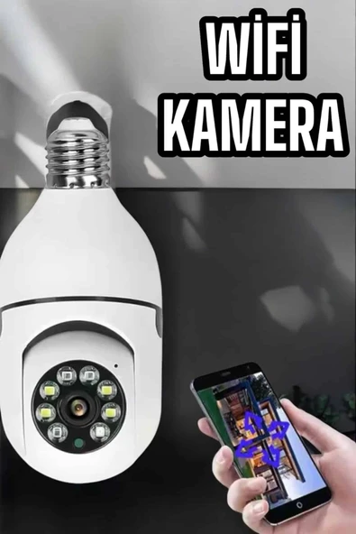 Wifi Kamera Duylu Ampul Görünümlü 360 Derece Dönebilen Ev Kamerası ürün görseli 1