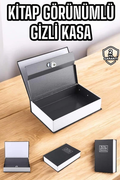 Gizli Kasa İngilizce Sözlüğü Kitap Görünümlü Anahtarlı Gizli Mini Çelik Kasa Kilitli ürün görseli 1