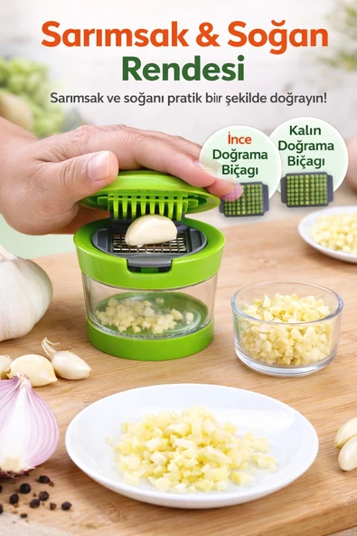 Çıkarılabilir Hazneli Kapaklı Pratik Sarımsak Doğrayıcı – 2 Bıçak Seçenekli Profesyonel ürün görseli 1