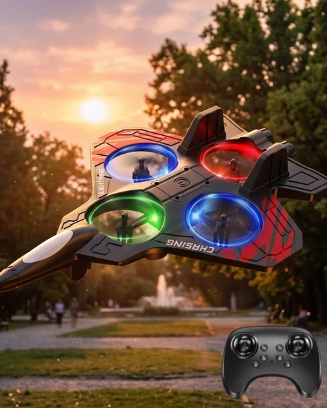 Uzaktan Kumandalı Drone Uçak LED Işıklı 360 Derece Akrobatik Hareket Özellikli ürün görseli 1