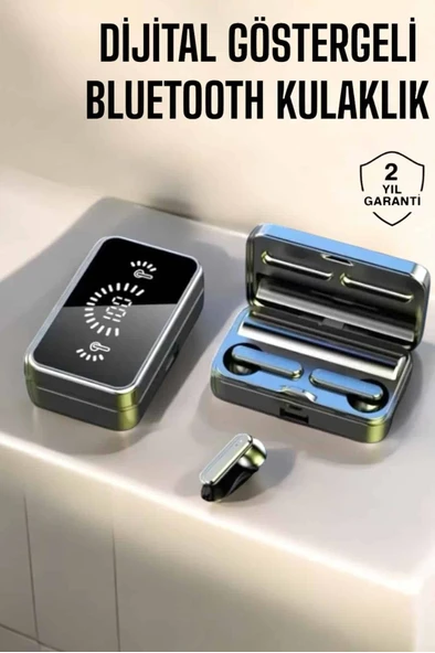 Aynalı Bluetooth Kulaklık Telefon Standlı Dijital Göstergeli ürün görseli 1