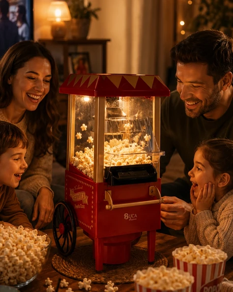 Sıcak Hava Popcorn Makinesi Yağsız Mısır Patlatıcı Nostaljik Tasarım ürün görseli 1