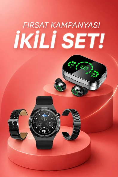 TWS Bluetooth Kulaklık ve Akıllı Saat Uyku Takibi Nabız Ölçer Uzun Pil Ömrü ürün görseli 1