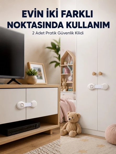 2'li Çocuk Güvenlik Kilidi Ev İçi Koruma Seti ürün görseli 1