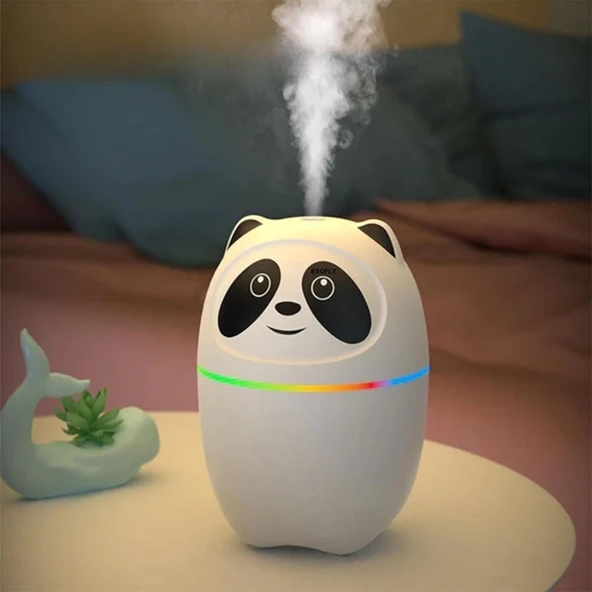 Sevimli Panda Figürlü Hava Nemlendirici – Ultrasonik Soğuk Buhar Makinesi, LED Işıklı Masaüstü Oda Nemlendirici ürün görseli 1