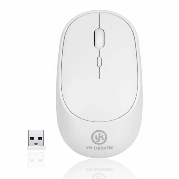 Beyaz Renkli Ergonomik Sessiz Kablosuz Mouse – USB Alıcılı, Ofis ve Oyun İçin Konforlu Bilgisayar Faresi MS6310 ürün görseli 1