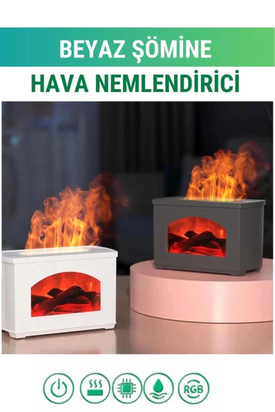 Şömine Tasarımlı Işıklı Hava Nemlendirici - 270 ml Kapasiteli Aromaterapi Difüzörü ürün görseli 1