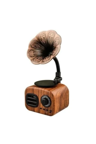 Ahşap Retro Tasarım Bluetooth Radyo ve Gramofon Hoparlör, Dekoratif Mini Ses Sistemi ürün görseli 1