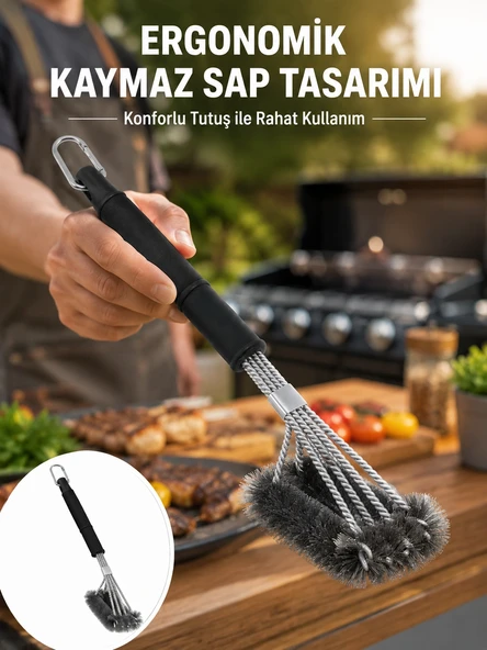 Paslanmaz Çelik Telli Mangal Temizlik Fırçası Yeni Nesil ürün görseli 1