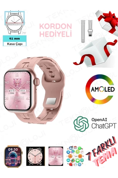 AMOLED ekranlı, sesli görüşme ve sağlık takip özelliklerine sahip, şık tasarımlı bir akıllı saat. ürün görseli 1