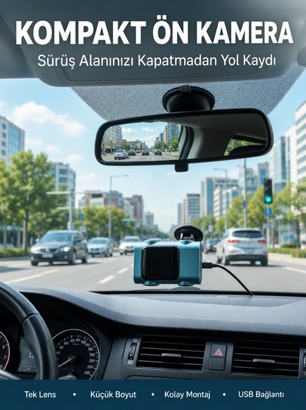 Kompakt Dash Kamera USB Şarj TF Kart Destekli Yeni Nesil ürün görseli 1