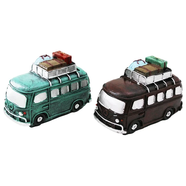 Nostaljik Otobüs Tasarımlı Biblo Kumbara - Dekoratif Model - Reçine ürün görseli 1