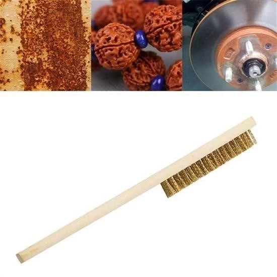 Metal Telli Fırça Ahşap Saplı Pas Kir Sökme Temizleme Fırçası ürün görseli 1