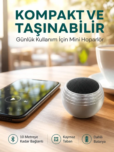 Kablosuz Mini Hoparlör Şarjlı TWS Destekli Kompakt Ses Sistemi Yeni Nesil ürün görseli 1