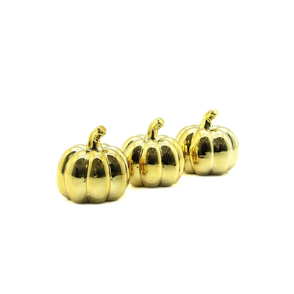 Balkabağı Tasarımlı Biblo - Büyük Boy - Seramik - Parlak Altın ürün görseli 1