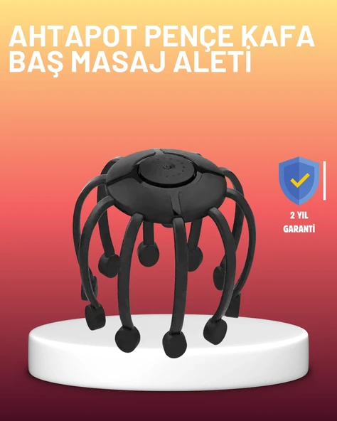 USB Şarjlı Kafa Masaj Aleti 3 Modlu 8 Başlıklı Stres Giderici ürün görseli 1