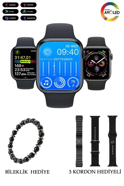 AMOLED Ekranlı Akıllı Saat, Nabız ve Uyku Takibi, GPS ve Sesli Görüşme Özellikli, Siyah Renk ürün görseli 1