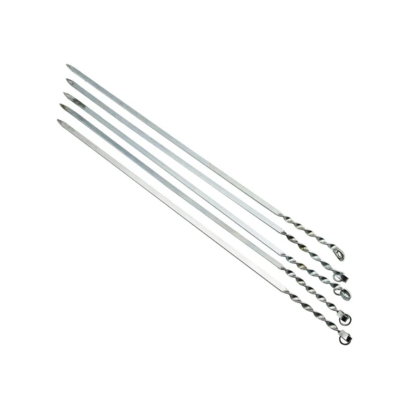 Dar Yassı Mangal Şişi - Burgulu Tasarım - 60 cm - Tavuk ve Kanat İçin ürün görseli 1