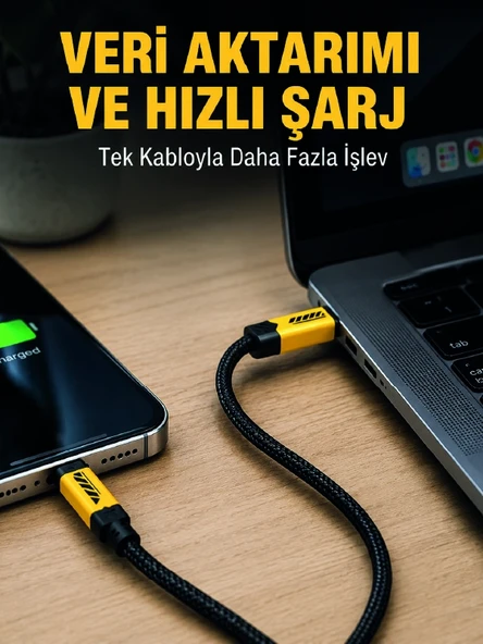 3'ü 1 Arada USB Şarj Kablosu 240W Hızlı Şarj ve Veri Aktarım Kablosu ürün görseli 1