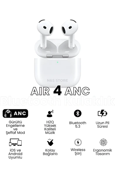 Aktif Gürültü Önlemeli (ANC) TWS Bluetooth Kulaklık, Şeffaf Mod ve Dokunmatik Kontrol ürün görseli 1