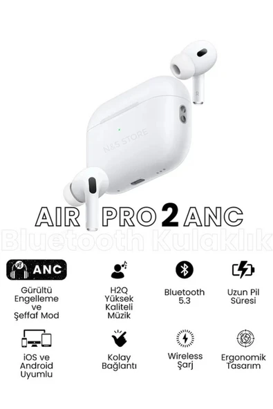 Aktif Gürültü Önlemeli (ANC) Pro TWS Bluetooth Kulaklık, Şeffaf Mod ve Gelişmiş Özellikler ürün görseli 1
