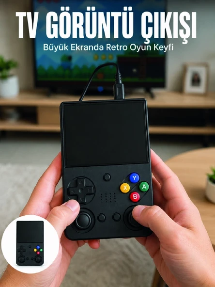 Retro Oyun Konsolu Çift Analog Joystick 64GB Hafızalı Taşınabilir El Konsolu ürün görseli 1