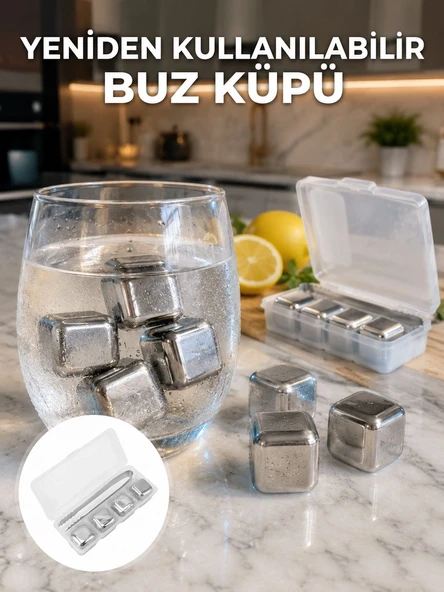 Hızlı Soğutma Özellikli Paslanmaz Metal Buz Küpü Takımı Yeni Nesil ürün görseli 1