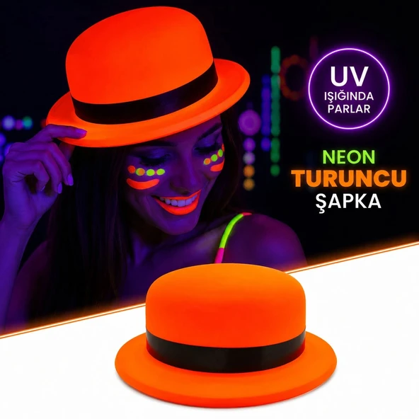 Neon Turuncu UV Parti Şapkası Plastik ürün görseli 1