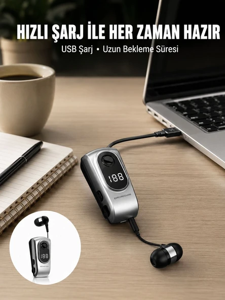 Dijital Ekranlı Bluetooth Kulaklık – Titreşimli Bildirim, 25 Saat Kullanım Yeni Nesil ürün görseli 1