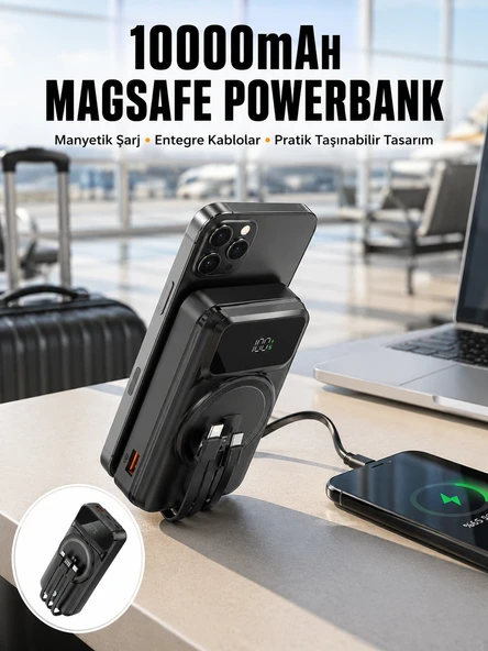 15W Kablosuz Hızlı Şarjlı 10000 mAh Powerbank – Taşınabilir, LED Göstergeli ürün görseli 1