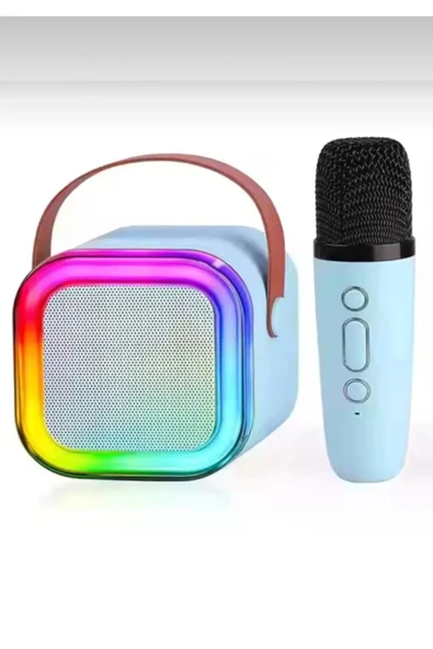 Taşınabilir Işıklı Mikrofonlu Çocuk Karaoke Hoparlör Seti, Çoklu Bağlantı ve Şarj Edilebilir ürün görseli 1