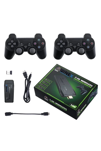 Siyah Retro Oyun Konsolu - 4K HD Çözünürlük ve 20000 Oyun İçeren Kablosuz Game Stick ürün görseli 1