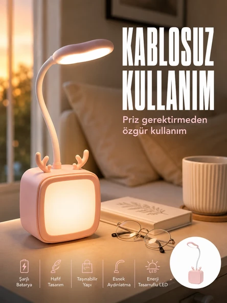Ayarlanabilir LED Masa Lambası Şarjlı Modern Aydınlatma ürün görseli 1