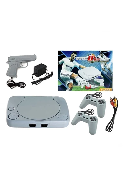 Gri Renkli 8 Bit Klasik Oyun Konsolu Retro TV Bağlantılı RCA Çıkışlı Kablolu Oyun Cihazı ürün görseli 1