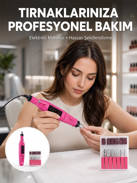 Elektrikli Profesyonel Manikür Pedikür Seti Değiştirilebilir Başlık Seçeneği Yeni Nesil ürün görseli 1