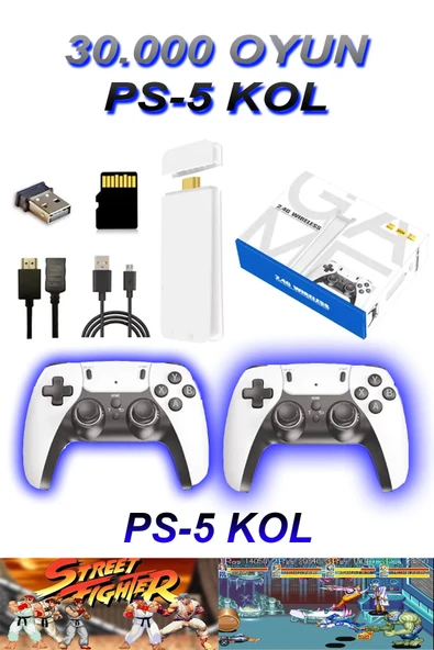 30.000 Oyun Yüklü, PS5 Kollu, 2.4G Kablosuz Çift Kumandalı Retro Oyun Konsolu Stick ürün görseli 1